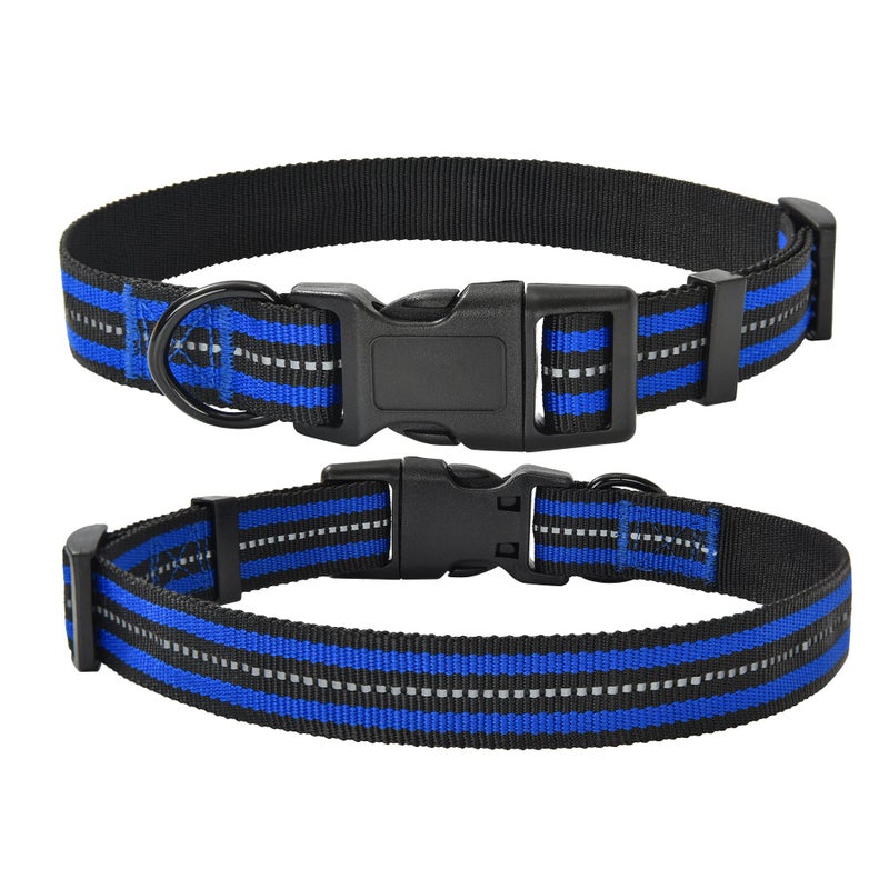 Mile High Life Reflective Dog Collar | Nylon Pet Collars wiith Buckle | Light Weight Puppy Collars | Blue Dog Collars for Small Dogs (Blue, S) - Image 1